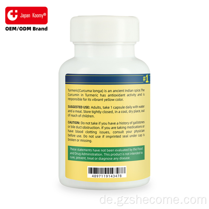 Kurkuma-Curcumin-Kapseln, antioxidative Gelenkunterstützung